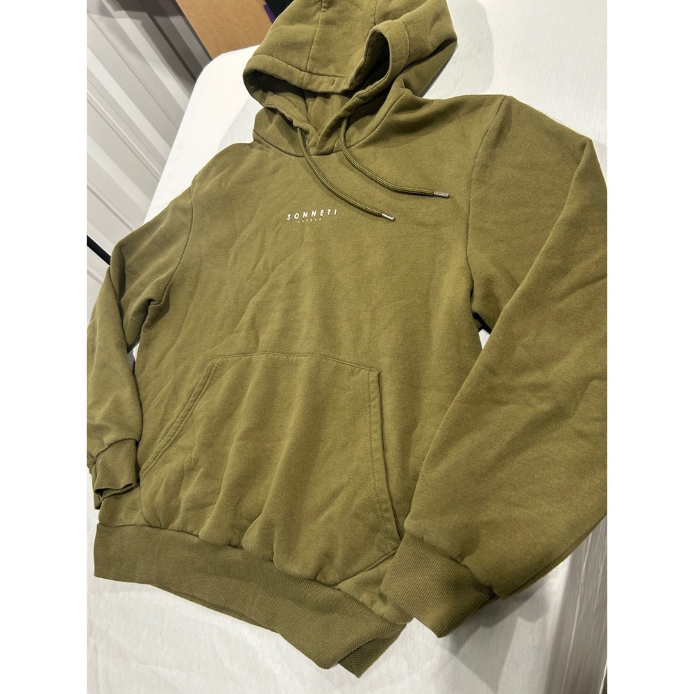 Sonneti London Mens Hoodie Olive Green‎ Embroidered Logo Pullover Sweatshirt M
